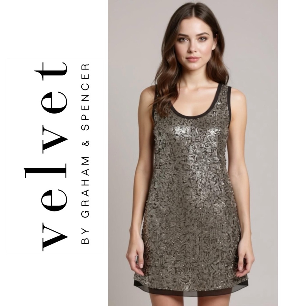 Velvet by Graham & Spencer Anthro Sequin Mini Dress Size Medium